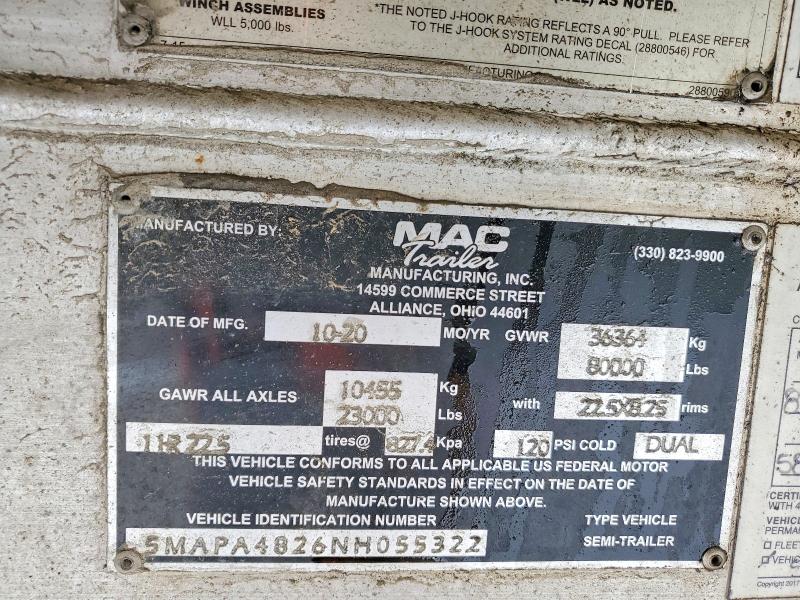 76423025 :رقم المزاد ، 5MAPA4826NH055322 vin ، 2022 Mac Unknown مزاد بيع