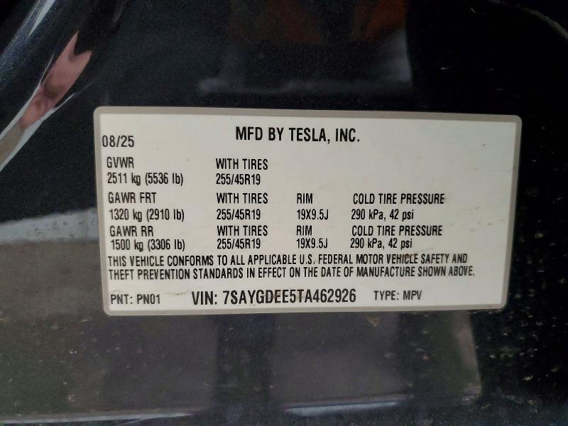 Aukcja sprzedaży 2026 Tesla Model Y, vin: 7SAYGDEE5TA462926, numer aukcji: 77308195