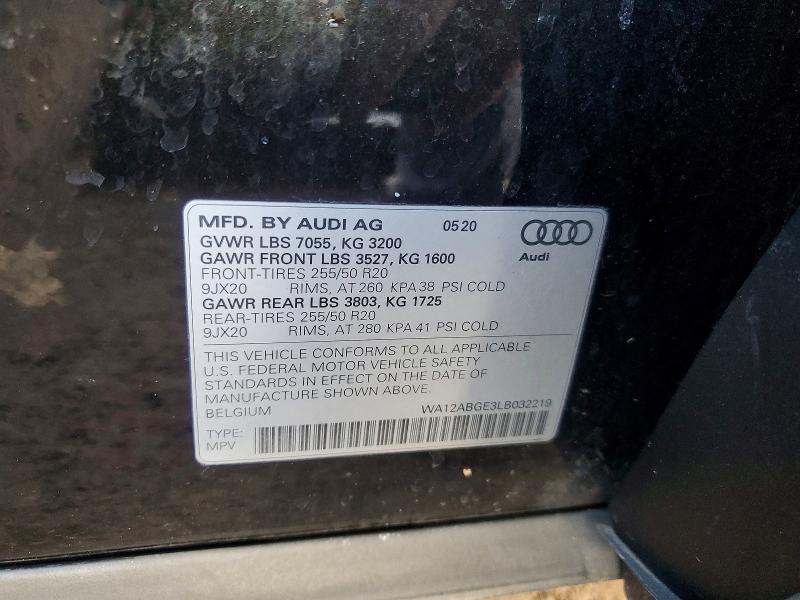 Aukcja sprzedaży 2020 Audi E-tron, vin: WA12ABGE3LB032219, numer aukcji: 77169565