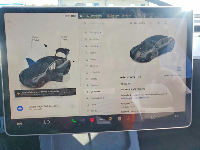 2023 Tesla Model 3 მანქანა იყიდება აუქციონზე, vin: 5YJ3E1EA8PF643472, აუქციონის ნომერი: 76141925
