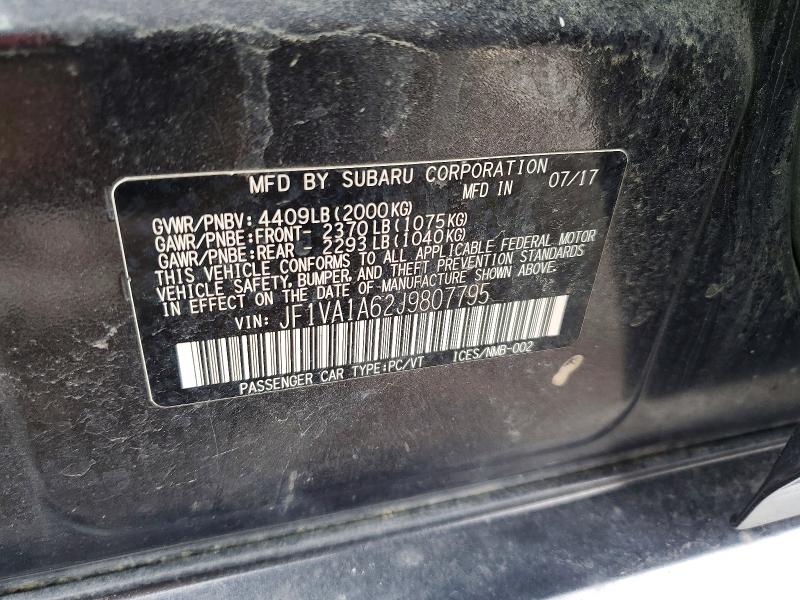 Продаж на аукціоні авто 2018 Subaru Wrx, vin: JF1VA1A62J9807795, номер лоту: 79259235