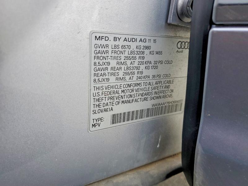 Продажа на аукционе авто 2017 Audi Q7, vin: WA1AAAF75HD004023, номер лота: 77812085