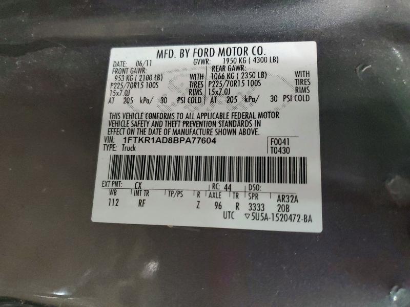 Продажа на аукционе авто 2011 Ford Ranger, vin: 1FTKR1AD8BPA77604, номер лота: 79277505