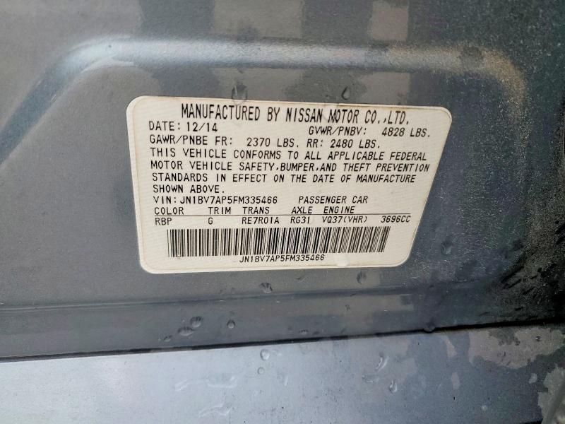 Продаж на аукціоні авто 2015 Infiniti Q50, vin: JN1BV7AP5FM335466, номер лоту: 75067535