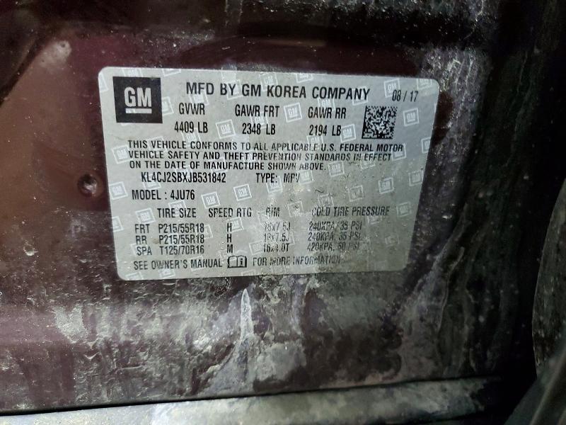 75709555 :رقم المزاد ، KL4CJ2SBXJB531842 vin ، 2018 Buick Encore مزاد بيع