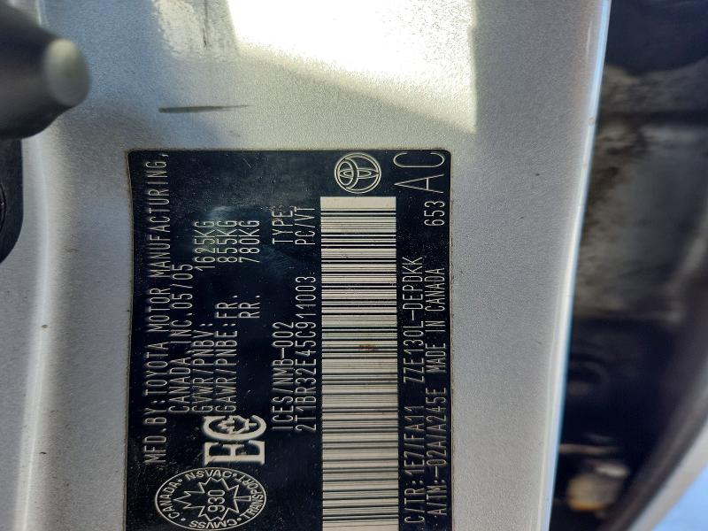 73962805 :رقم المزاد ، 2T1BR32E45C911003 vin ، 2005 Toyota Corolla مزاد بيع