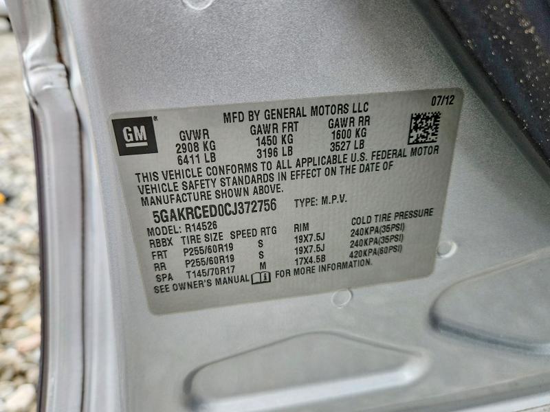 Продаж на аукціоні авто 2012 Buick Enclave, vin: 5GAKRCED0CJ372756, номер лоту: 78326995