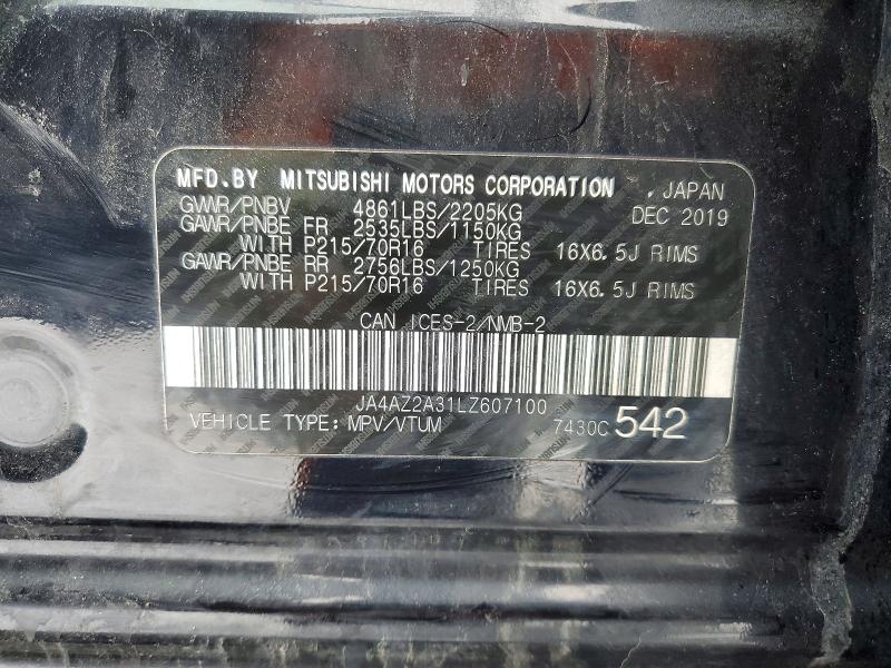 Продажа на аукционе авто 2020 Mitsubishi Outlander, vin: JA4AZ2A31LZ607100, номер лота: 75681805