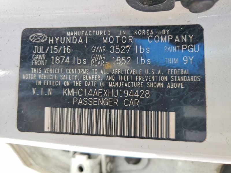 2017 Hyundai Accent მანქანა იყიდება აუქციონზე, vin: KMHCT4AEXHU194428, აუქციონის ნომერი: 79213335