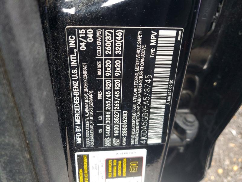 Продаж на аукціоні авто 2015 Mercedes-benz Ml, vin: 4JGDA5GB9FA578745, номер лоту: 78389345