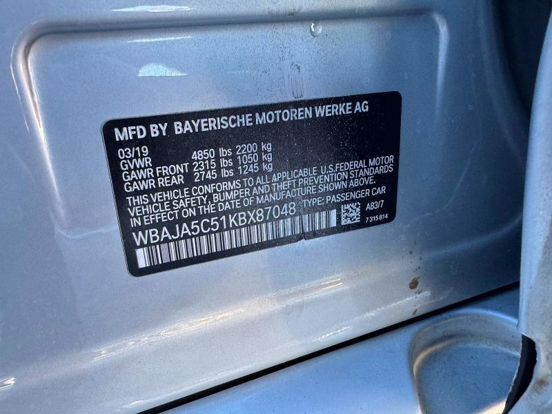 Продажа на аукционе авто 2019 Bmw 530 I, vin: WBAJA5C51KBX87048, номер лота: 76278345