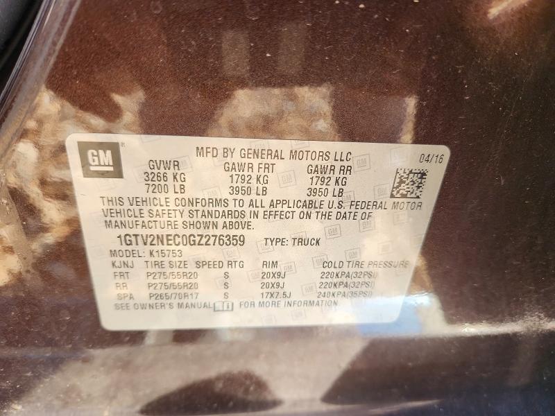 Продаж на аукціоні авто 2016 Gmc Sierra, vin: 1GTV2NEC0GZ276359, номер лоту: 78477175
