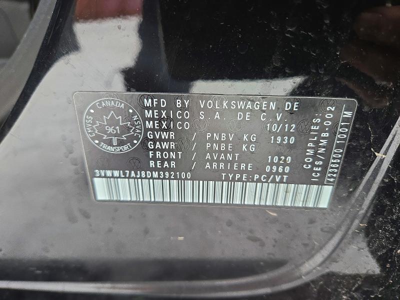 Aukcja sprzedaży 2013 Volkswagen Jetta, vin: 3VWWL7AJ8DM392100, numer aukcji: 76637755