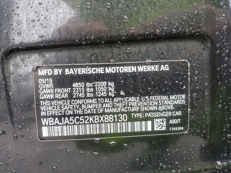 75696815 :رقم المزاد ، WBAJA5C52KBX88130 vin ، 2019 Bmw 530 مزاد بيع