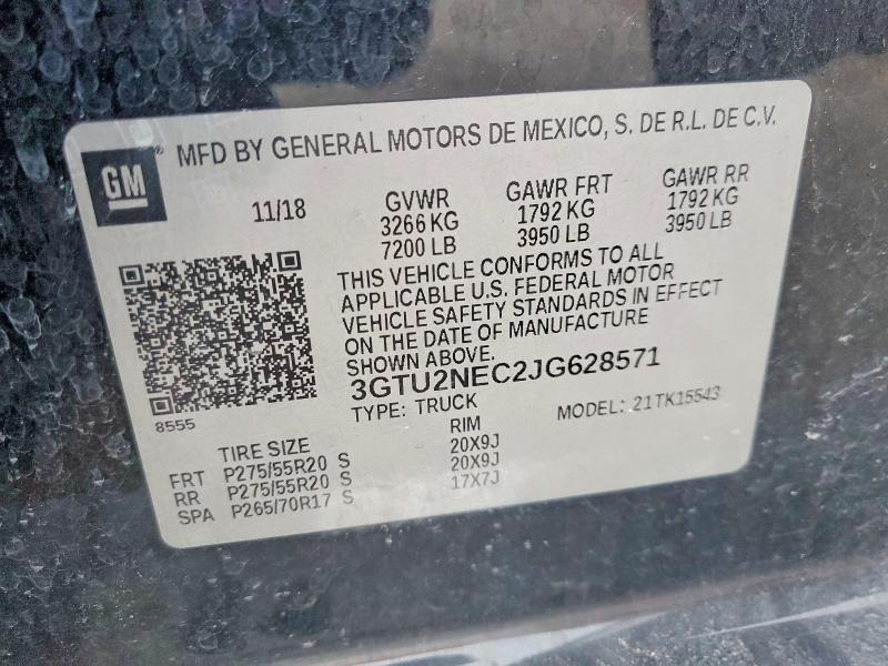 75980165 :رقم المزاد ، 3GTU2NEC2JG628571 vin ، 2018 Gmc Sierra مزاد بيع