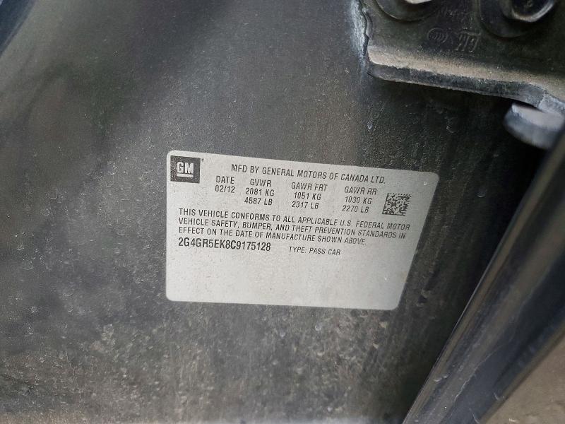 Продажа на аукционе авто 2012 Buick Regal, vin: 2G4GR5EK8C9175128, номер лота: 78310415