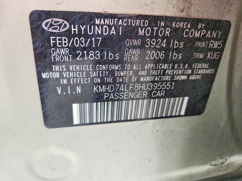 Продаж на аукціоні авто 2017 Hyundai Elantra, vin: KMHD74LF8HU395551, номер лоту: 79377185