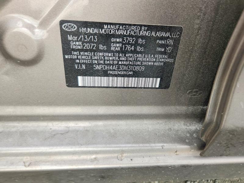 78229025 :رقم المزاد ، 5NPDH4AE3DH310809 vin ، 2013 Hyundai Elantra مزاد بيع