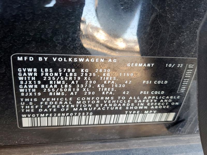 Aukcja sprzedaży 2022 Volkswagen Id.4, vin: WVGTMPE28NP072370, numer aukcji: 78982615