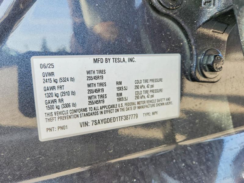 75384865 :رقم المزاد ، 7SAYGDED1TF387779 vin ، 2026 Tesla Model Y مزاد بيع