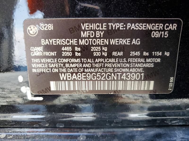 Продажа на аукционе авто 2016 Bmw 328, vin: WBA8E9G52GNT43901, номер лота: 79024235