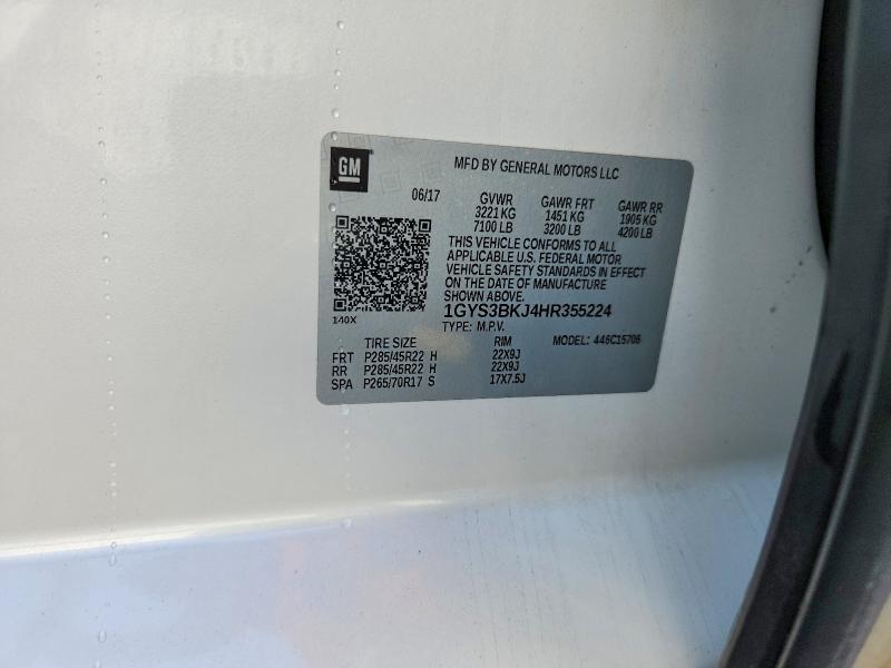Aukcja sprzedaży 2017 Cadillac Escalade, vin: 1GYS3BKJ4HR355224, numer aukcji: 76822205