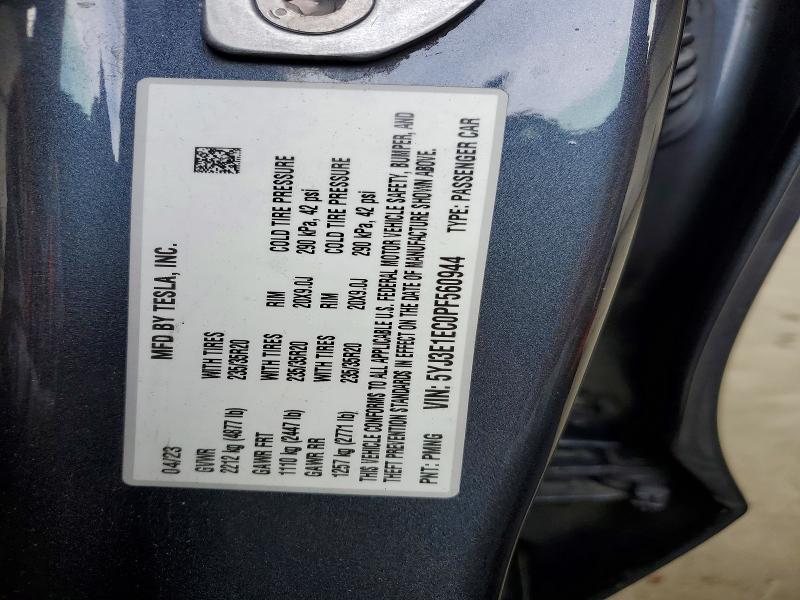 Продажа на аукционе авто 2023 Tesla Model 3, vin: 5YJ3E1EC0PF560944, номер лота: 78477415