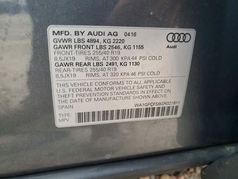 Продажа на аукционе авто 2016 Audi Q3, vin: WA1GFCFS9GR021811, номер лота: 77771745