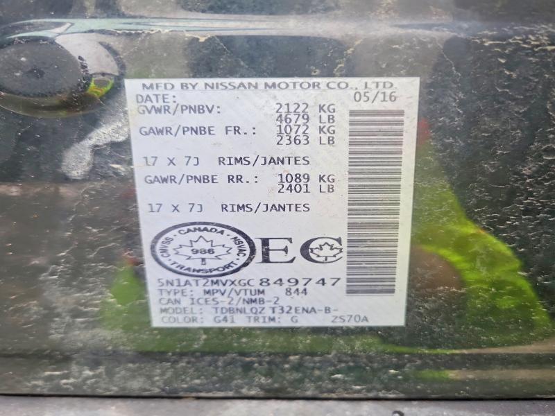 74418175 :رقم المزاد ، 5N1AT2MVXGC849747 vin ، 2016 Nissan Rogue مزاد بيع