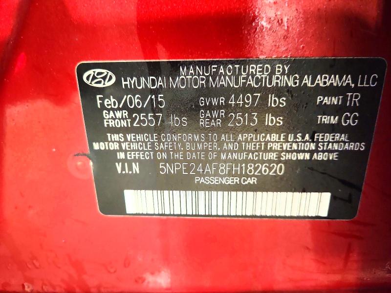 Продажа на аукционе авто 2015 Hyundai Sonata, vin: 5NPE24AF8FH182620, номер лота: 76743085