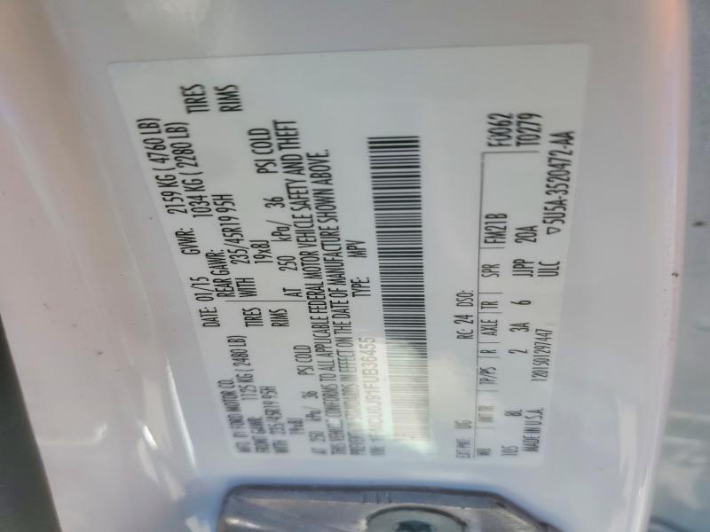 2015 Ford Escape მანქანა იყიდება აუქციონზე, vin: 1FMCU0J91FUB36455, აუქციონის ნომერი: 75848365