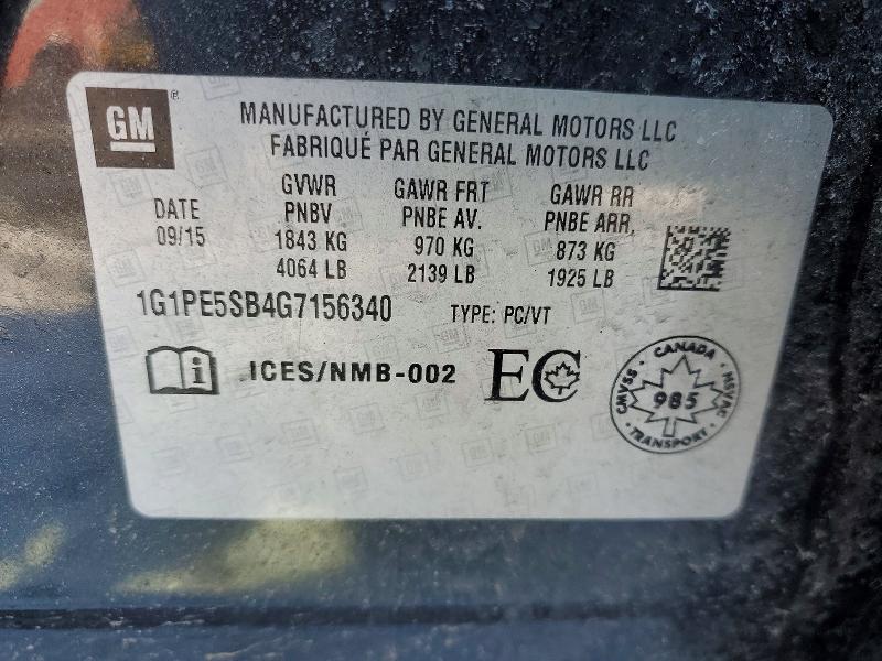 Auction sale of the 2016 Chevrolet Cruze Limited, vin: 1G1PE5SB4G7156340, lot number: 77352995