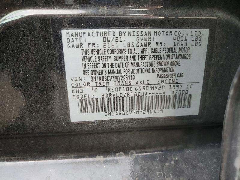Aukcja sprzedaży 2021 Nissan Sentra, vin: 3N1AB8CV7MY296119, numer aukcji: 75899995