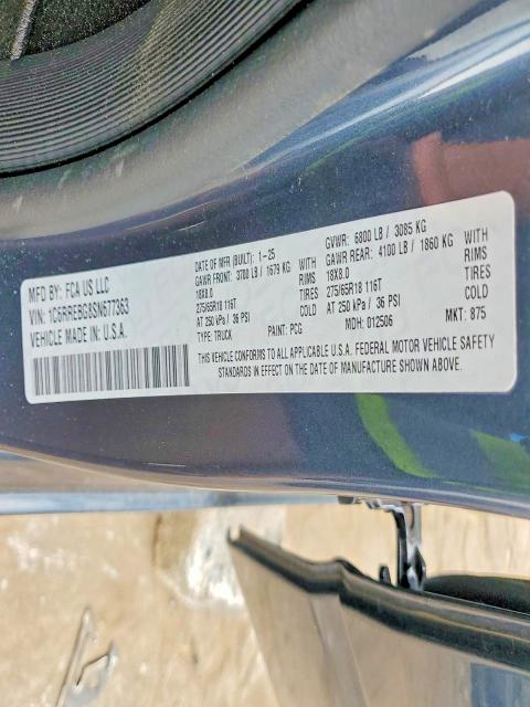 78123635 :رقم المزاد ، 1C6RREBG8SN677363 vin ، 2025 Ram 1500 مزاد بيع