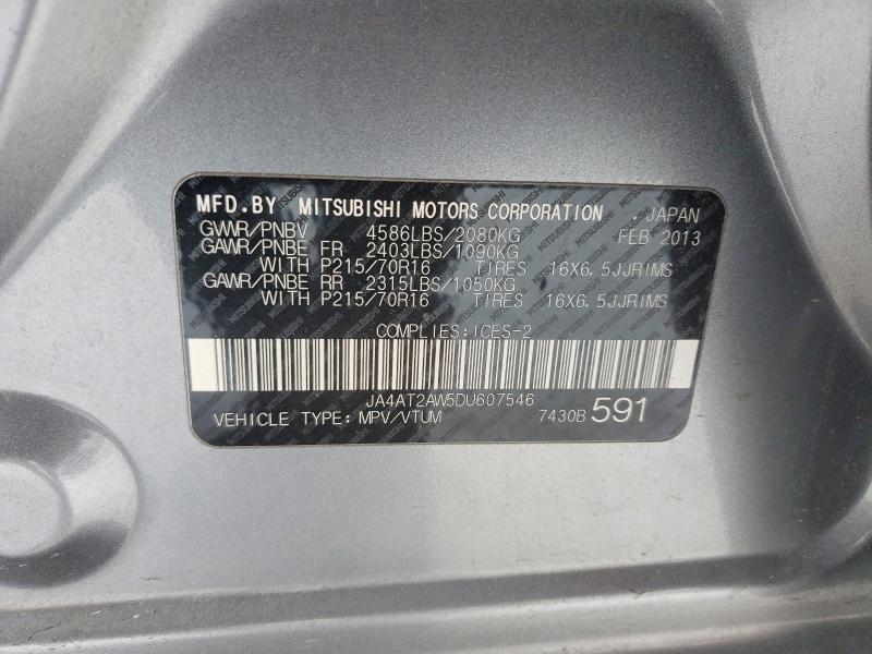 75737135 :رقم المزاد ، JA4AT2AW5DU607546 vin ، 2013 Mitsubishi Outlander مزاد بيع