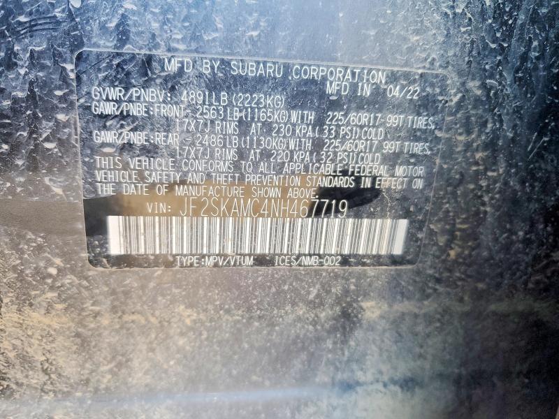 Продажа на аукционе авто 2022 Subaru Forester, vin: JF2SKAMC4NH467719, номер лота: 77129915