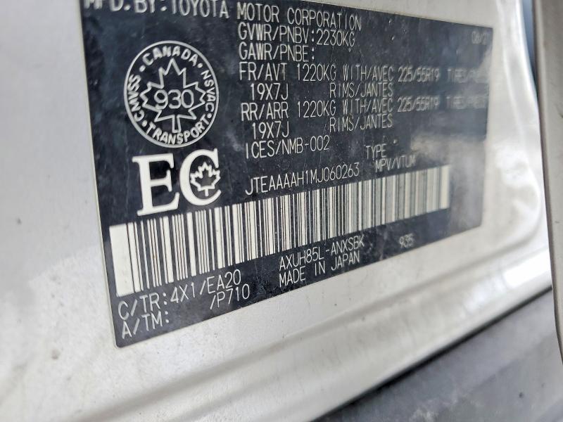 Продаж на аукціоні авто 2021 Toyota Venza, vin: JTEAAAAH1MJ060263, номер лоту: 98775155