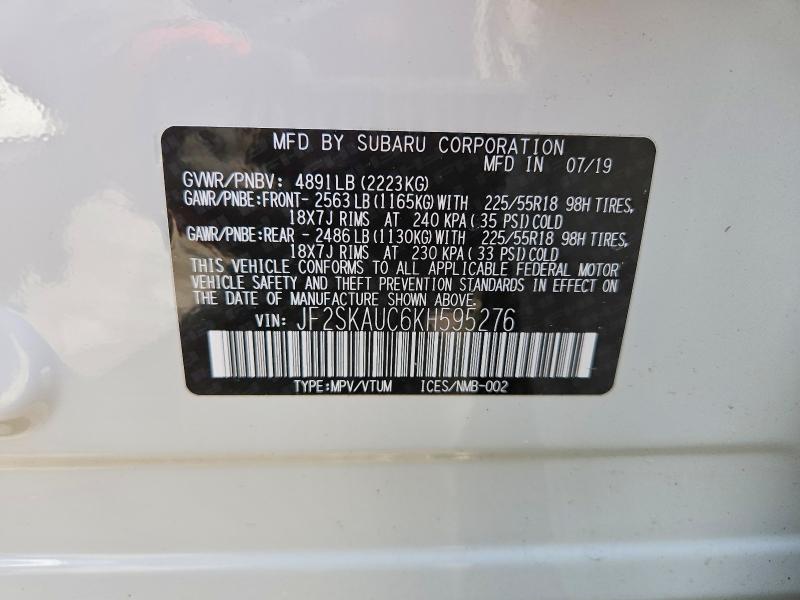 Aukcja sprzedaży 2019 Subaru Forester, vin: JF2SKAUC6KH595276, numer aukcji: 76865565
