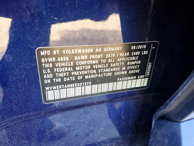 76006985 :رقم المزاد ، WVWER7AN6KE031273 vin ، 2019 Volkswagen Arteon مزاد بيع
