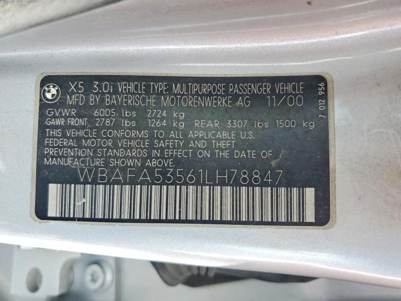 Aukcja sprzedaży 2001 Bmw X5, vin: WBAFA53561LH78847, numer aukcji: 77693155