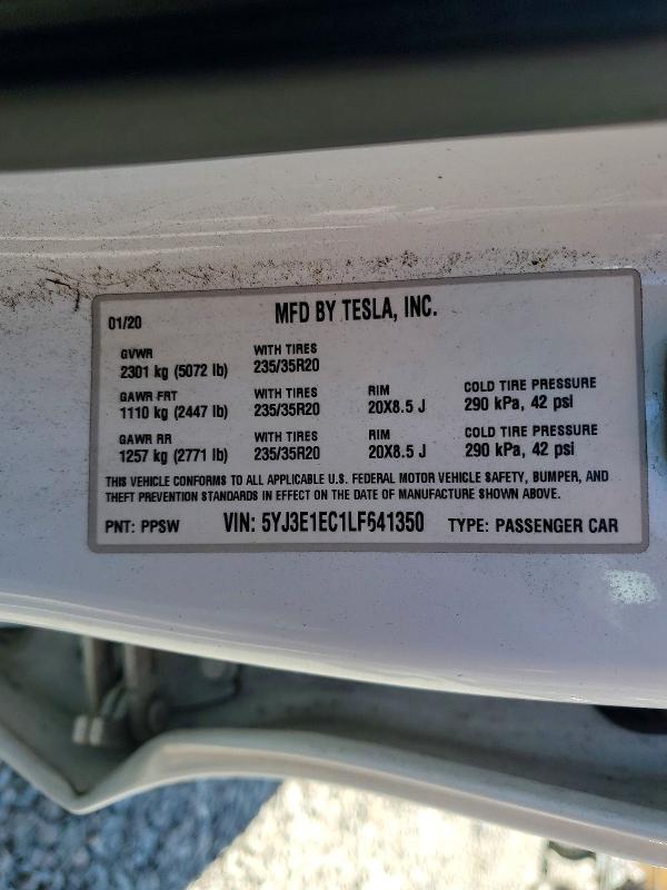 Продажа на аукционе авто 2020 Tesla Model 3, vin: 5YJ3E1EC1LF641350, номер лота: 78730105
