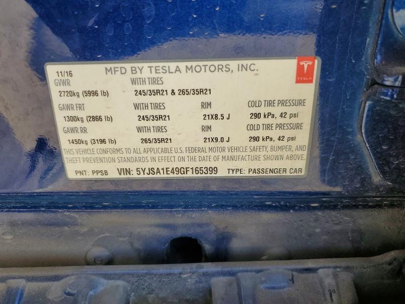 Aukcja sprzedaży 2016 Tesla Model S, vin: 5YJSA1E49GF165399, numer aukcji: 78562095
