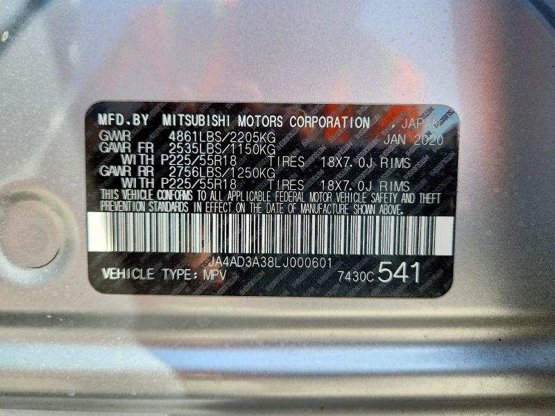 Продаж на аукціоні авто 2020 Mitsubishi Outlander, vin: JA4AD3A38LJ000601, номер лоту: 78554845