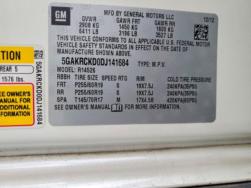 Продажа на аукционе авто 2013 Buick Enclave, vin: 5GAKRCKD0DJ141684, номер лота: 78684565