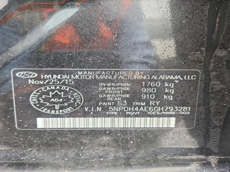 Aukcja sprzedaży 2016 Hyundai Elantra, vin: 5NPDH4AE6GH793281, numer aukcji: 74697835