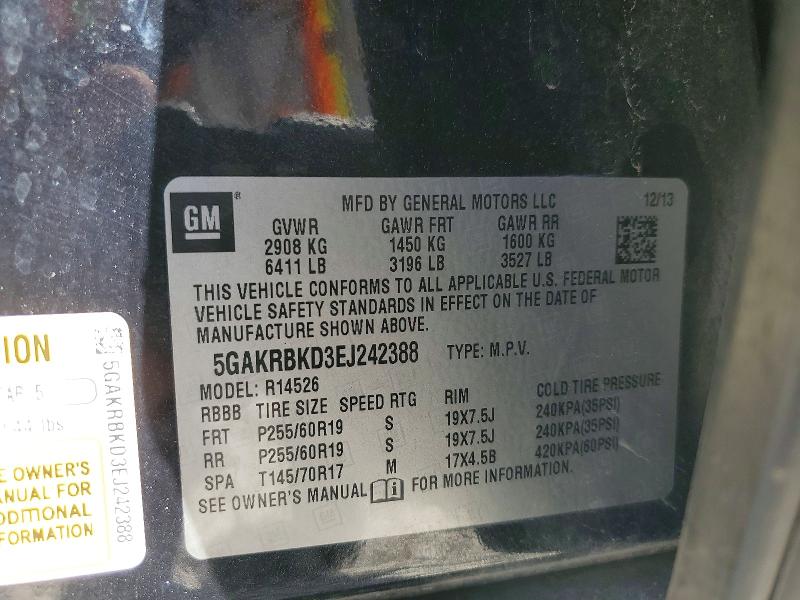 Aukcja sprzedaży 2014 Buick Enclave, vin: 5GAKRBKD3EJ242388, numer aukcji: 79254215