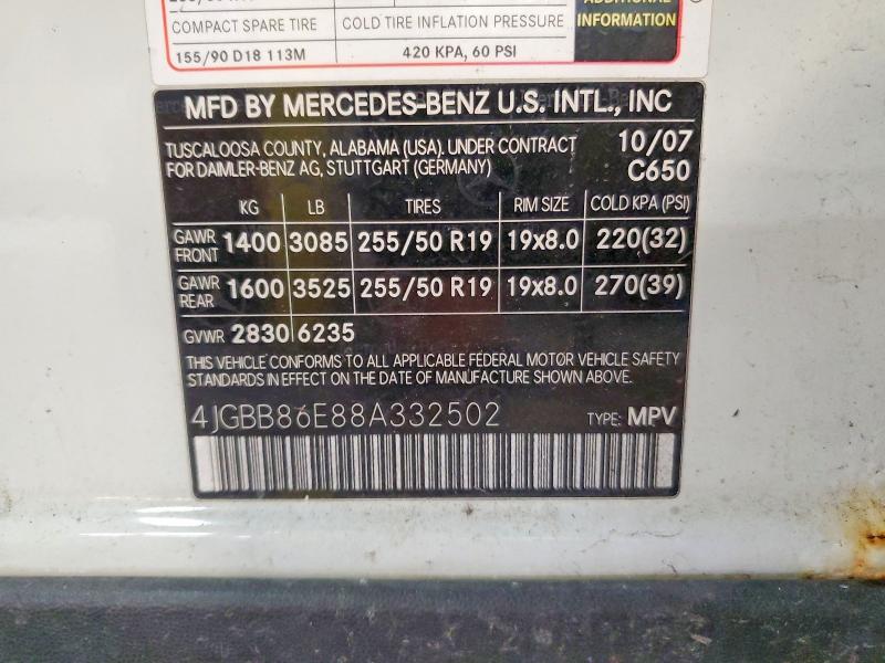 Продажа на аукционе авто 2008 Mercedes-benz Ml, vin: 4JGBB86E88A332502, номер лота: 77910145