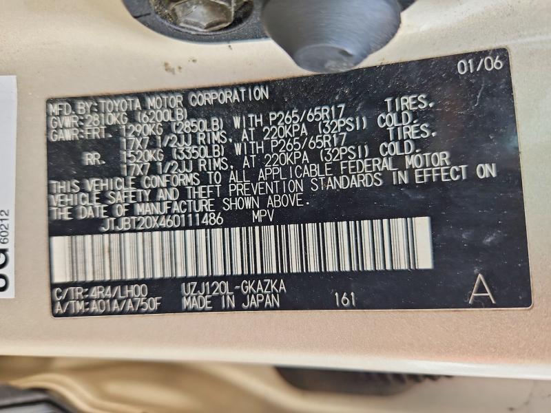 Продаж на аукціоні авто 2006 Lexus Gx 470, vin: JTJBT20X460111486, номер лоту: 77786595