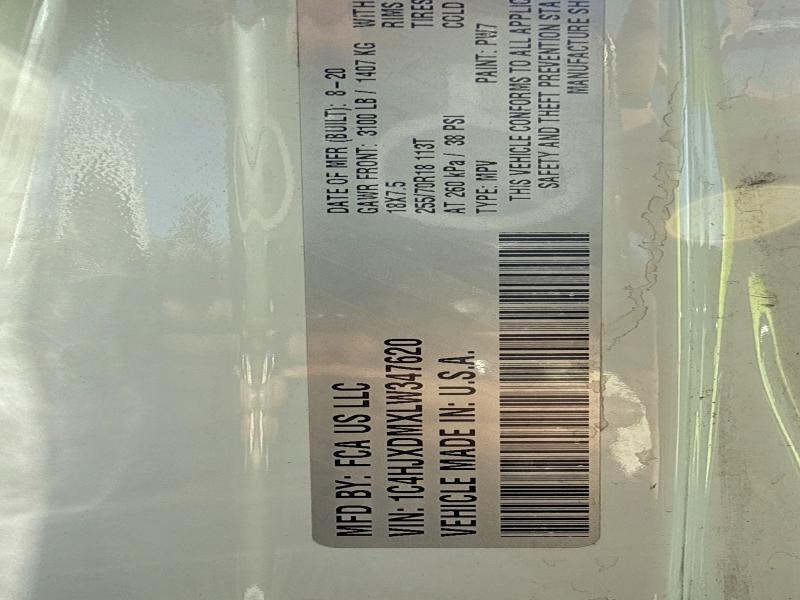 76454355 :رقم المزاد ، 1C4HJXDMXLW347620 vin ، 2020 Jeep Wrangler U مزاد بيع