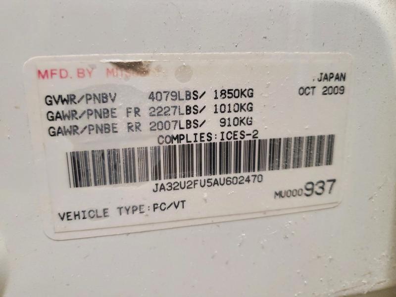 Aukcja sprzedaży 2010 Mitsubishi Lancer Es/, vin: JA32U2FU5AU602470, numer aukcji: 75989595